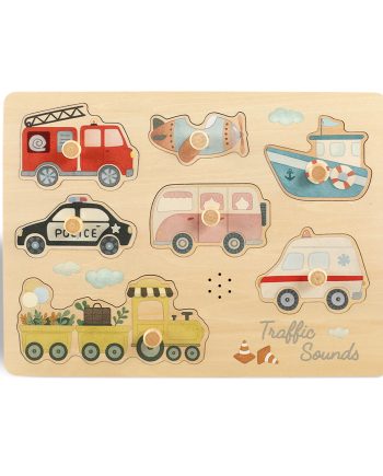 სატრანსპორტო საშუალებების ხმოვანი პაზლი – მონტესორის სასწავლო კომპლექტი